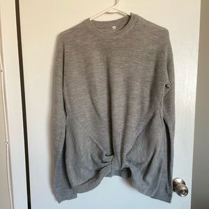 Tie Front Cozy Crewneck Knit Sweater - Size M